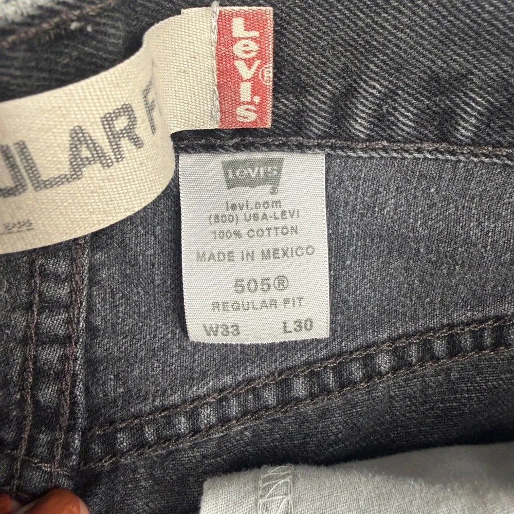Levis 505 Regular Fit Jeans Mens 33x30 Faded Black Straight Leg Denim 00505-0260